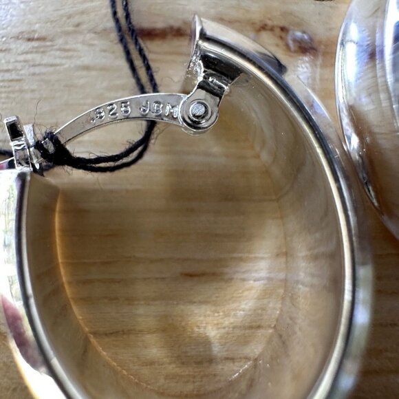 VTG Classic Hoop Earrings 0.75" Leverback Made In DR 925 Sterling‎ 4.4g NWT - Picture 3 of 8